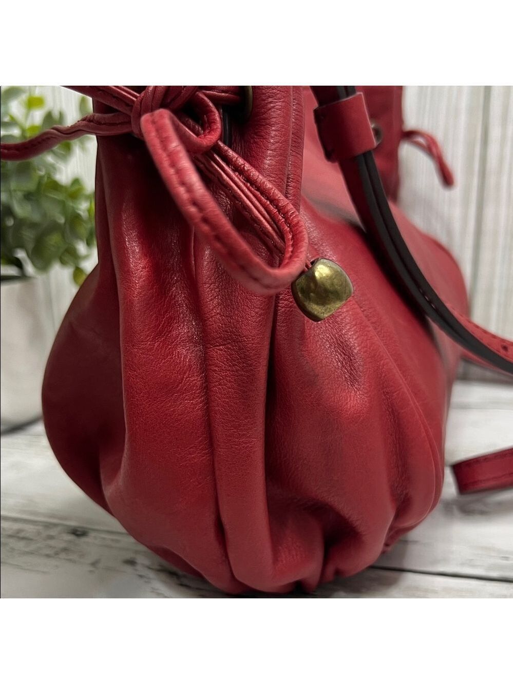 Gerard Darel Red Leather Satchel Shoulder Crossbody Bag 24h Mini Designer Purse - Picture 3 of 13